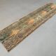 Tapis tribal vintage en laine, turc, étroit, en détresse, 270x67 cm