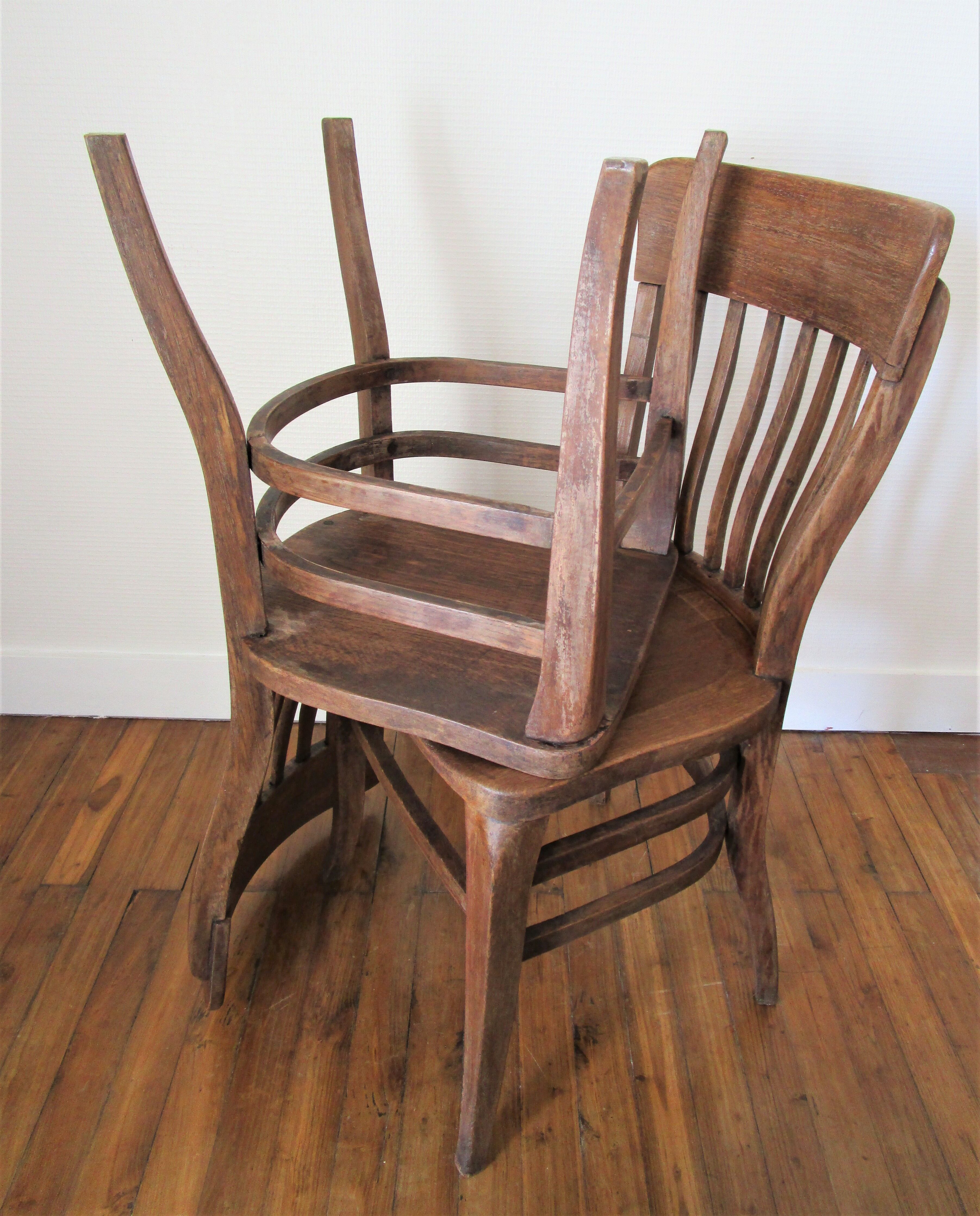 Two chairs solid oak patinated early twentieth century