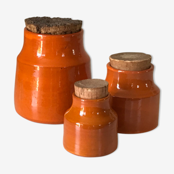 Pots céramique orange vintage annees 60