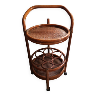 Rattan castor trolley