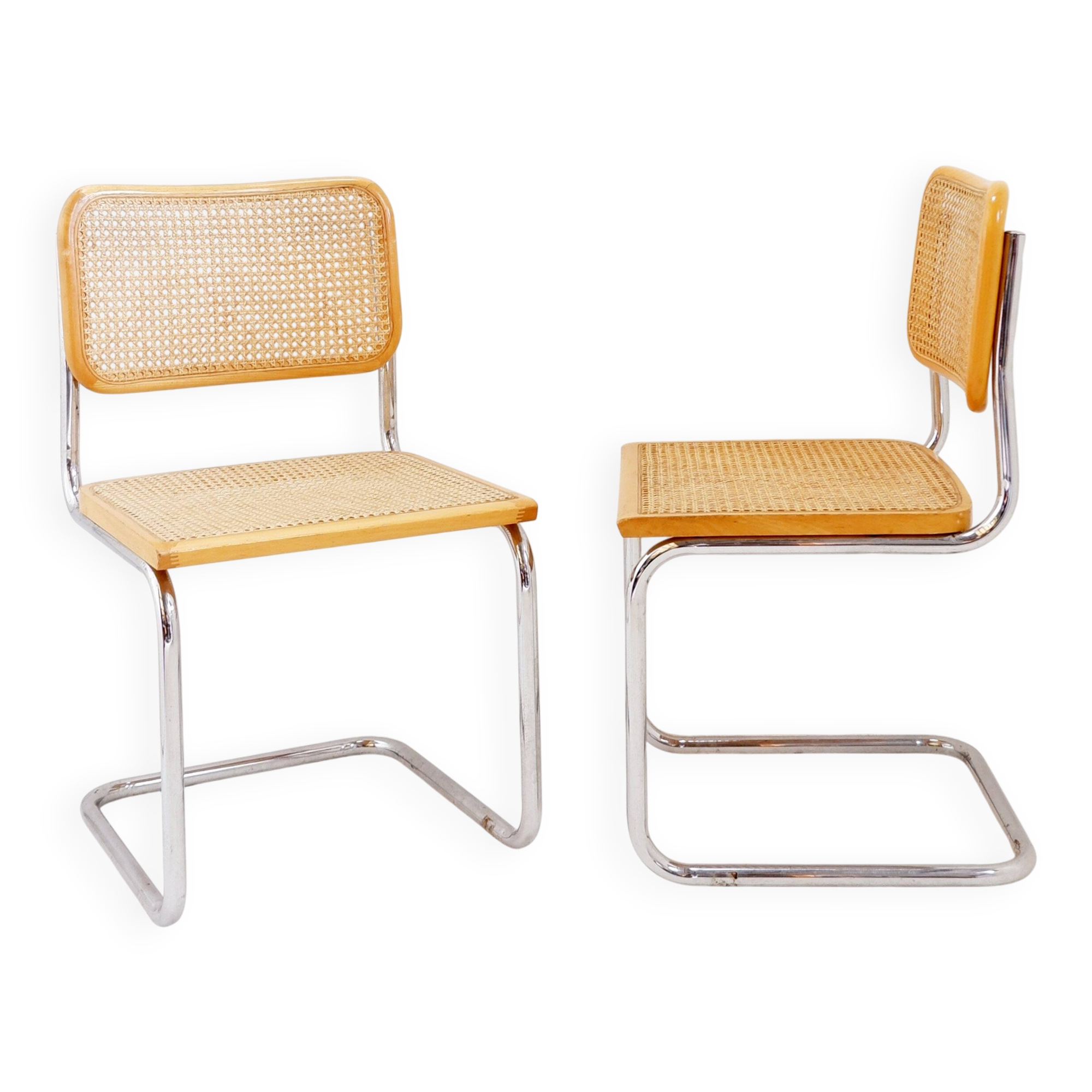 Pair of vintage Cesca chairs in light wood - Italy 1990s