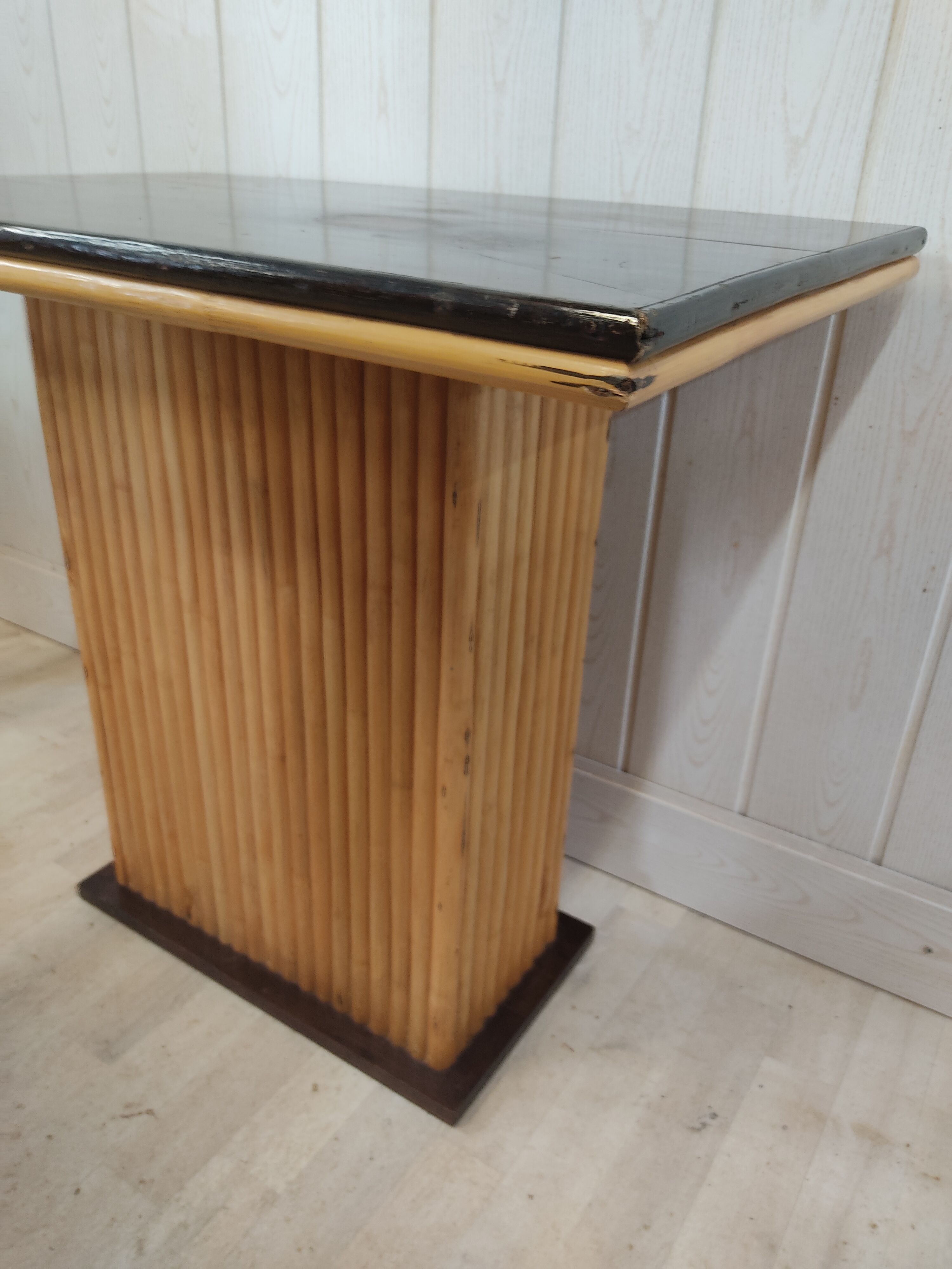 Vintage bamboo and solid wood bistro table