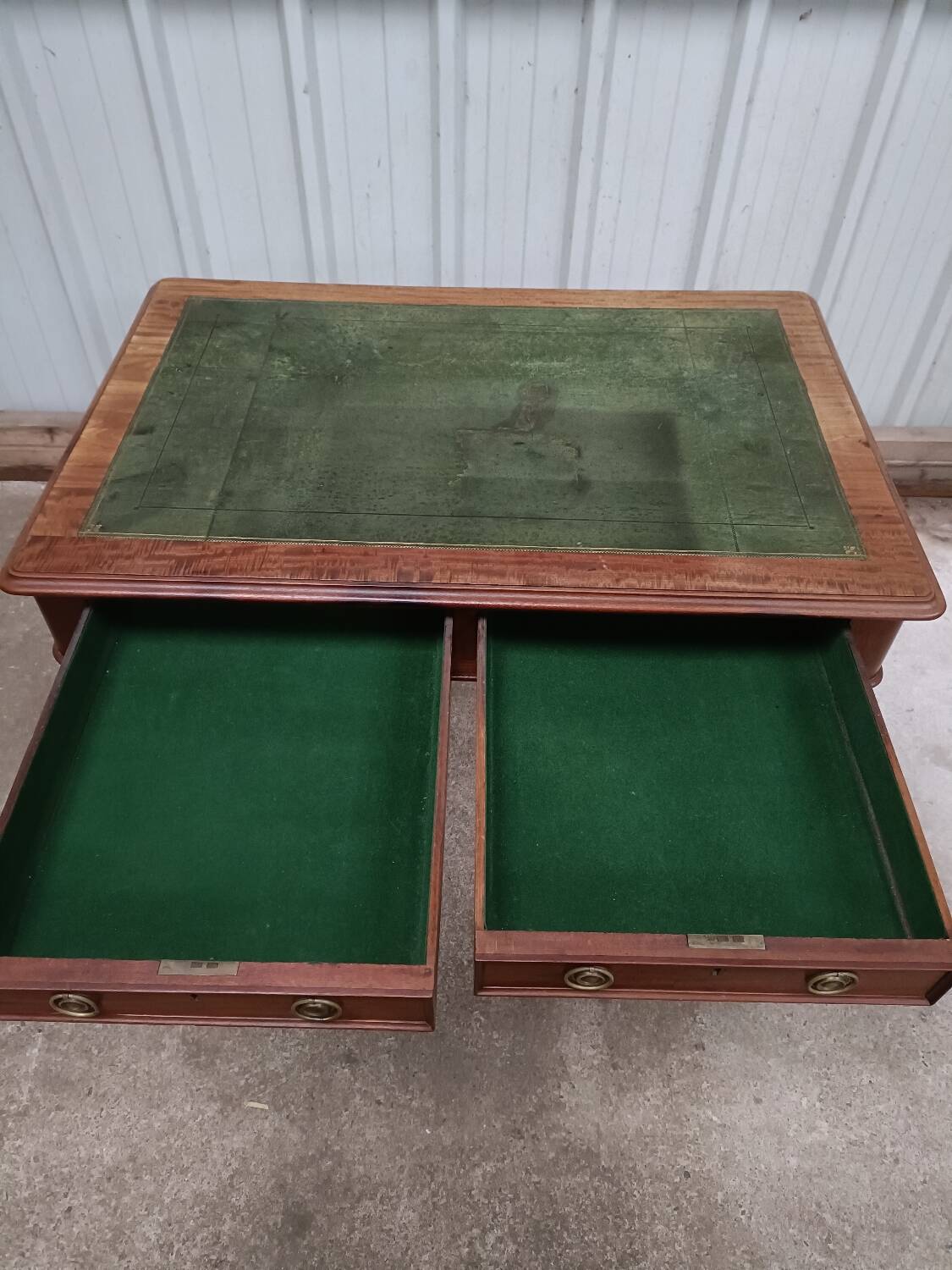 Vintage mahogany desk and leather top