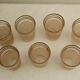 7 pink and gold vintage glass liquor glasses