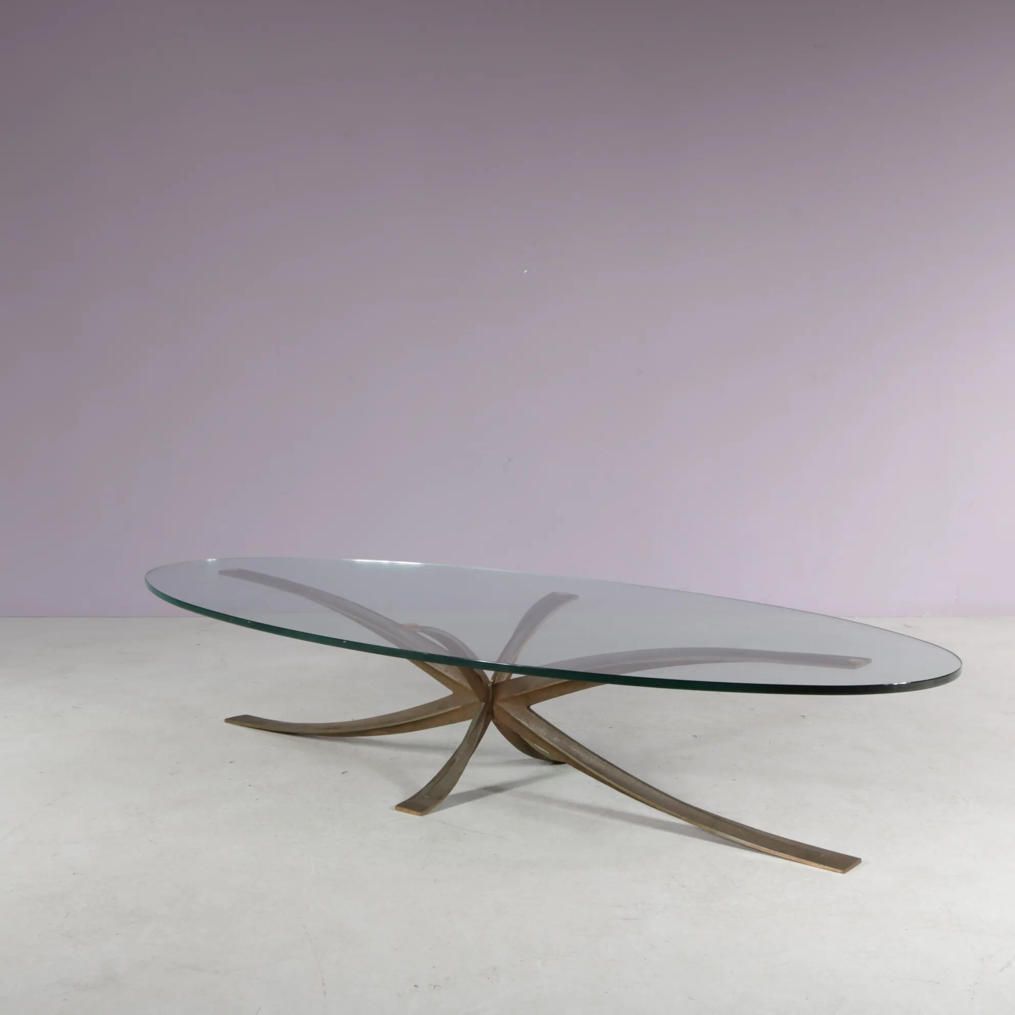 Brass coffee table by Michel Mangematin & Roger Bruny, France 1960
