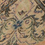 Tapis vintage en laine fait main, saumon doux et bleu marine, 183x264 cm