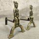 Pair of bronze "Shamans" andirons by Anton Prinner