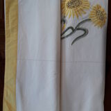 Nappe coton couleur ivoire motif tournesol
