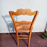 Antique wooden chair seated straw mustache