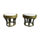 2 low bamboo stools