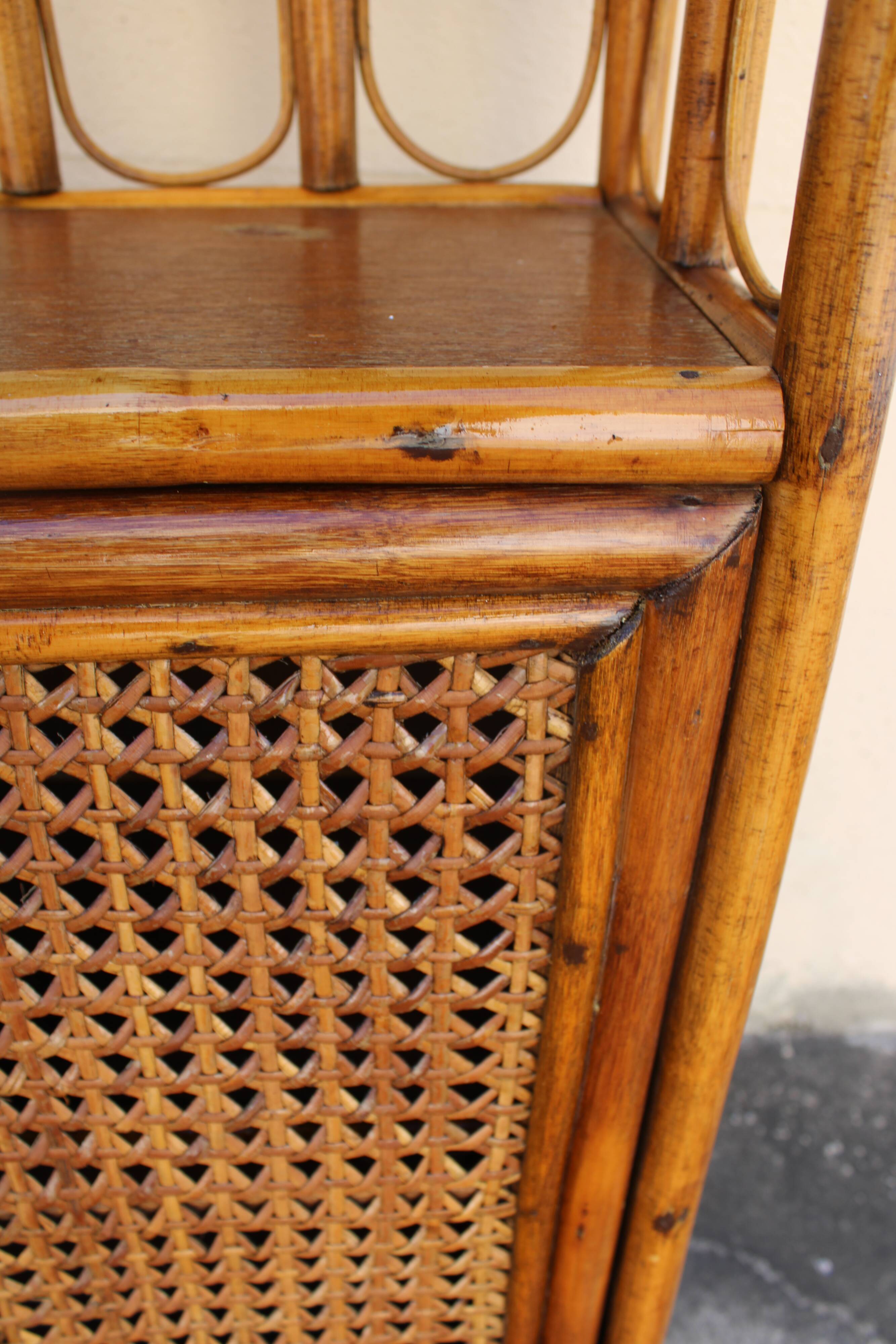 Bookcase in rattan and canning