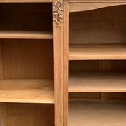 Asymmetrical Art Deco glass-fronted Parisian wardrobe in raw oak, 1930.