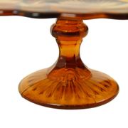 Art Deco Amber Cake Plate Pastry Dish Depression Glass 27cm