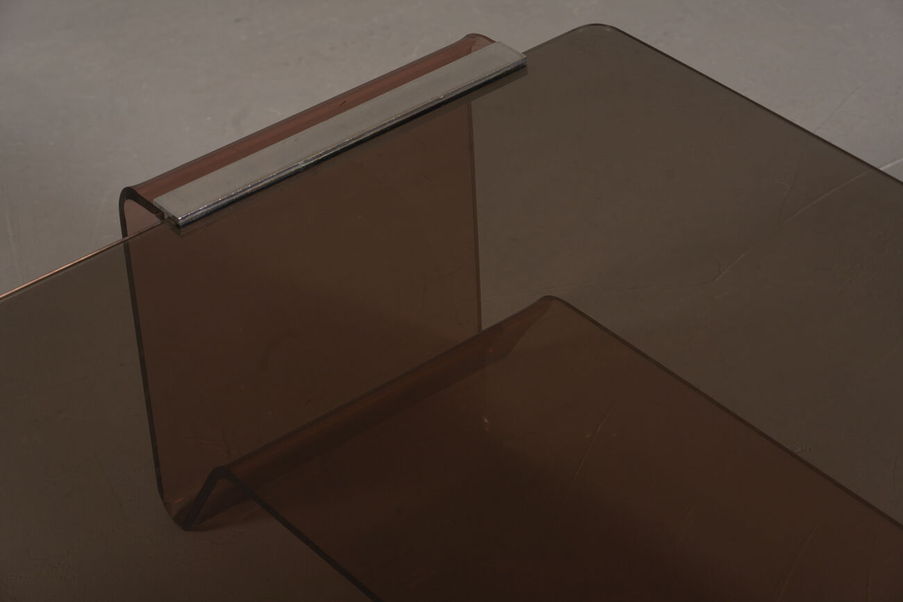 Vintage Michel Dumas plexiglass and glass coffee table for Roche Bobois, 1970s