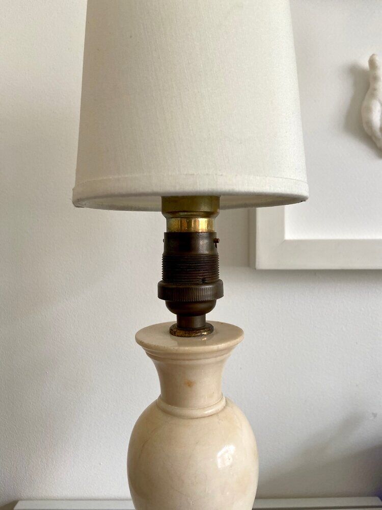 Stone and cotton table lamp