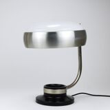 Oscar Torlasco black and nickel swivel desk lamp, Lumi Milano, Italy, 1960s.
