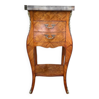 Small living room table in Louis XV style marquetry, 20th century period