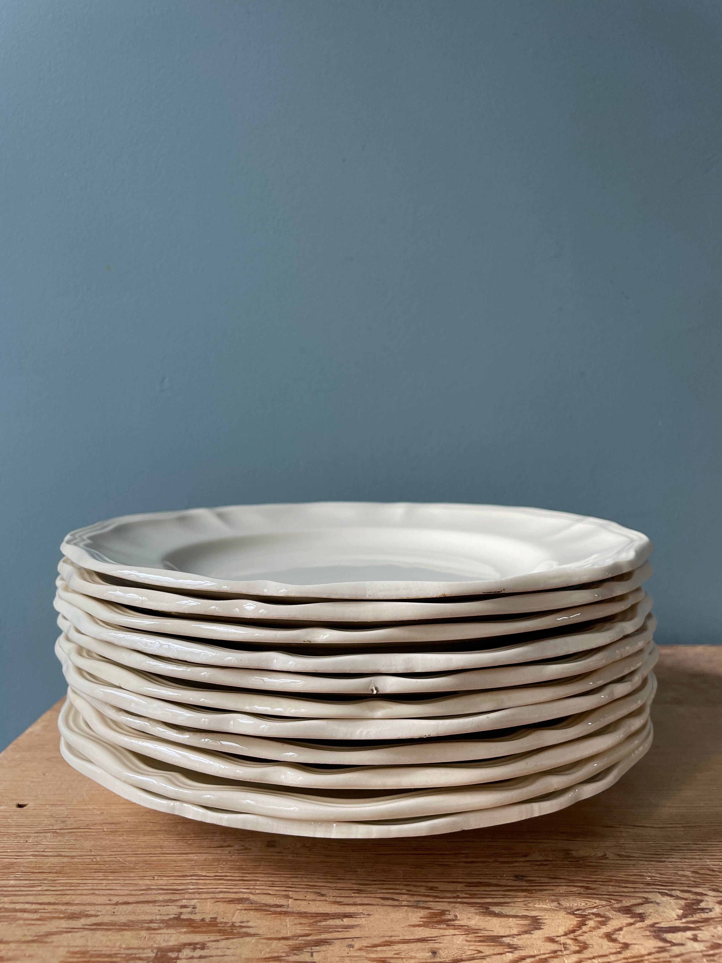 Set of 11 flat earthenware plates from Sarreguemines France