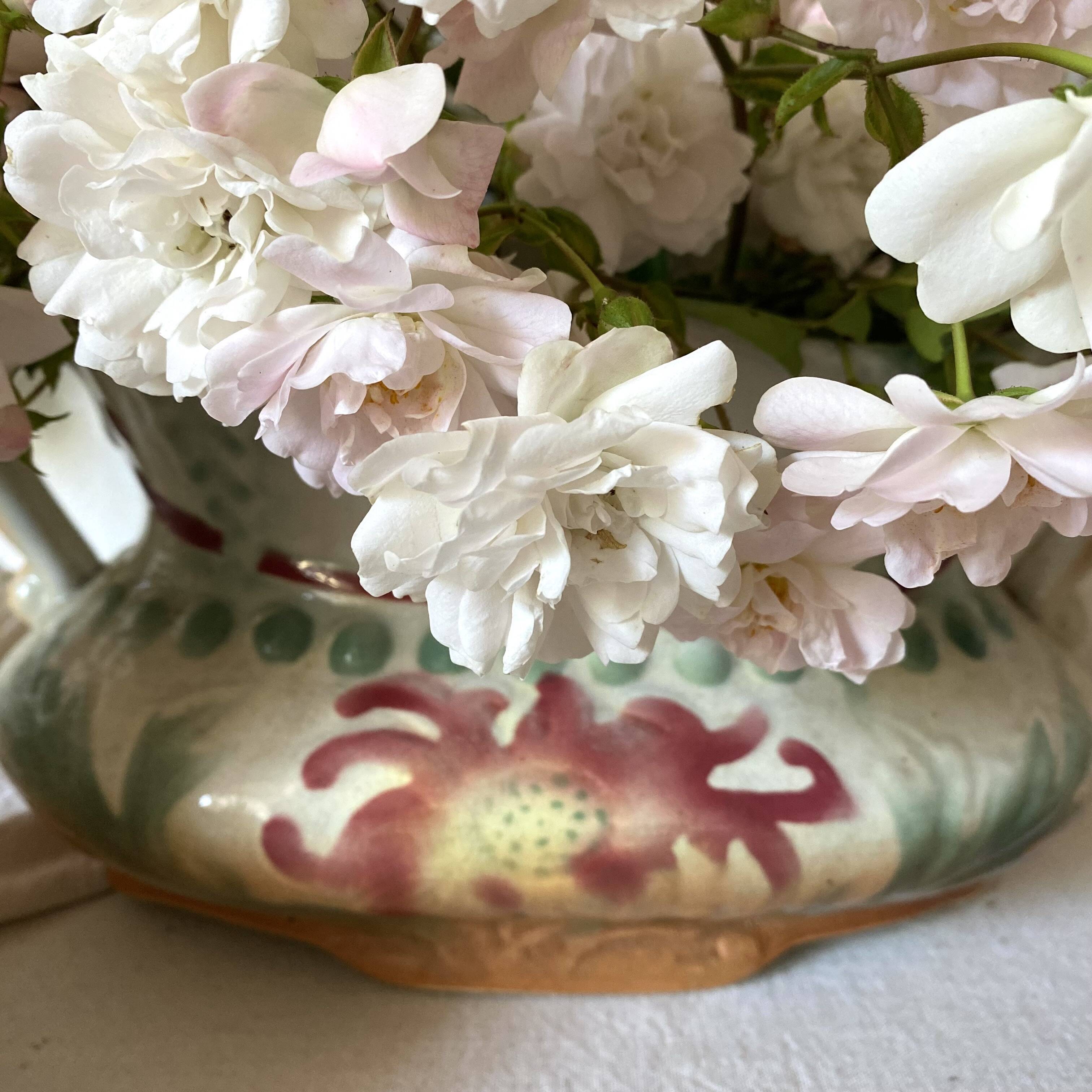 Art Nouveau slip vases, old fireplace decoration