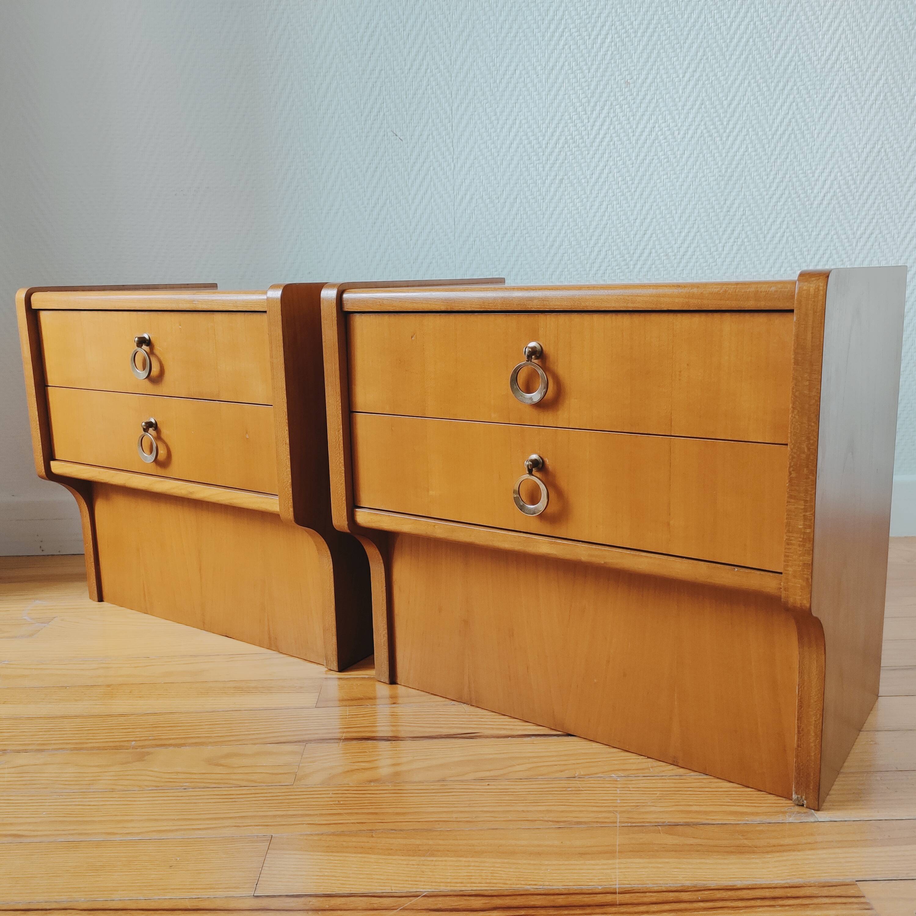 Pair of vintage Scandinavian bedside tables 1970
