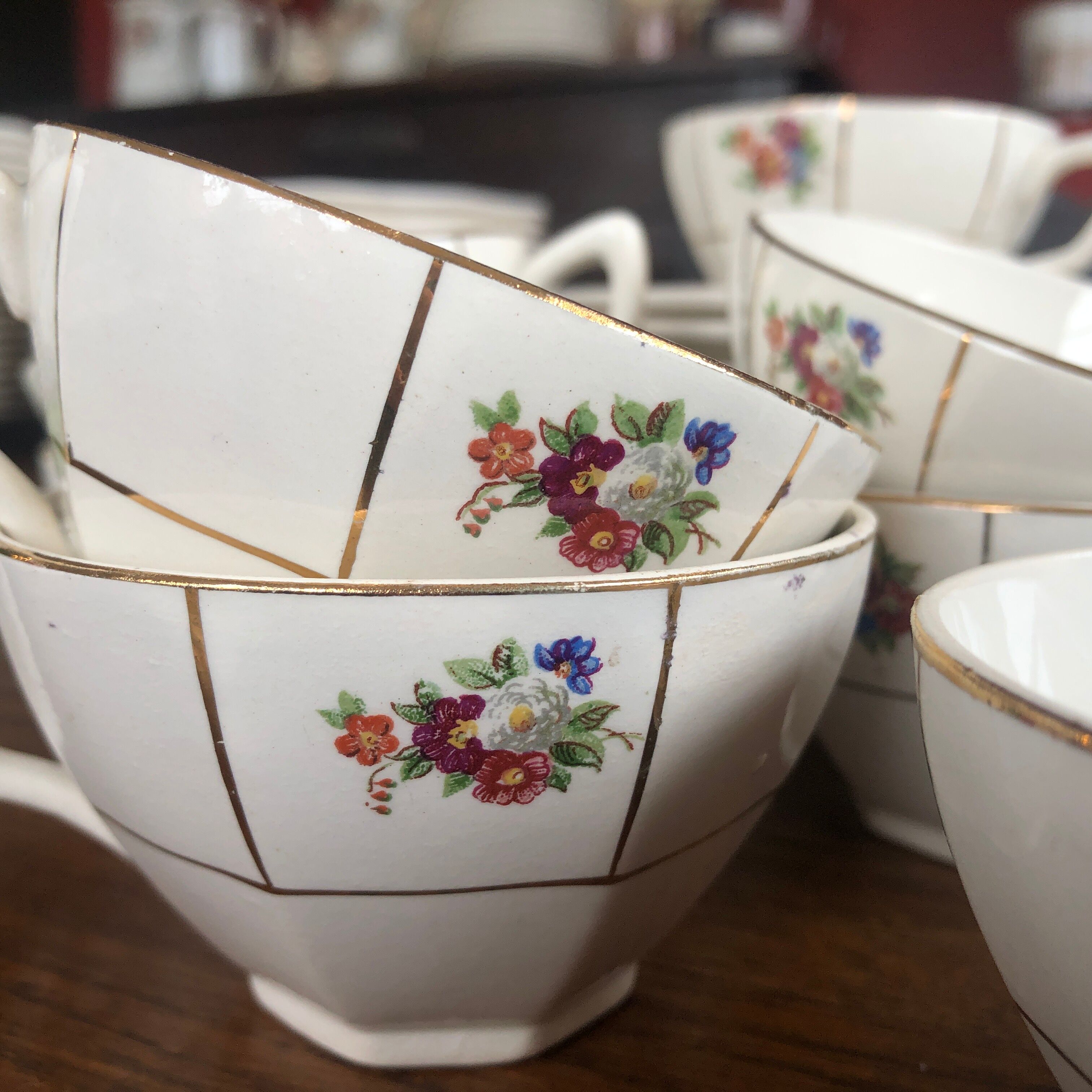 Set of 9 cups Prado Digoin and Sarreguemines