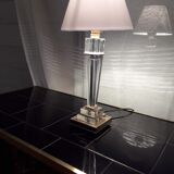 Lampe de table française en lucite et laiton, milieu du siècle