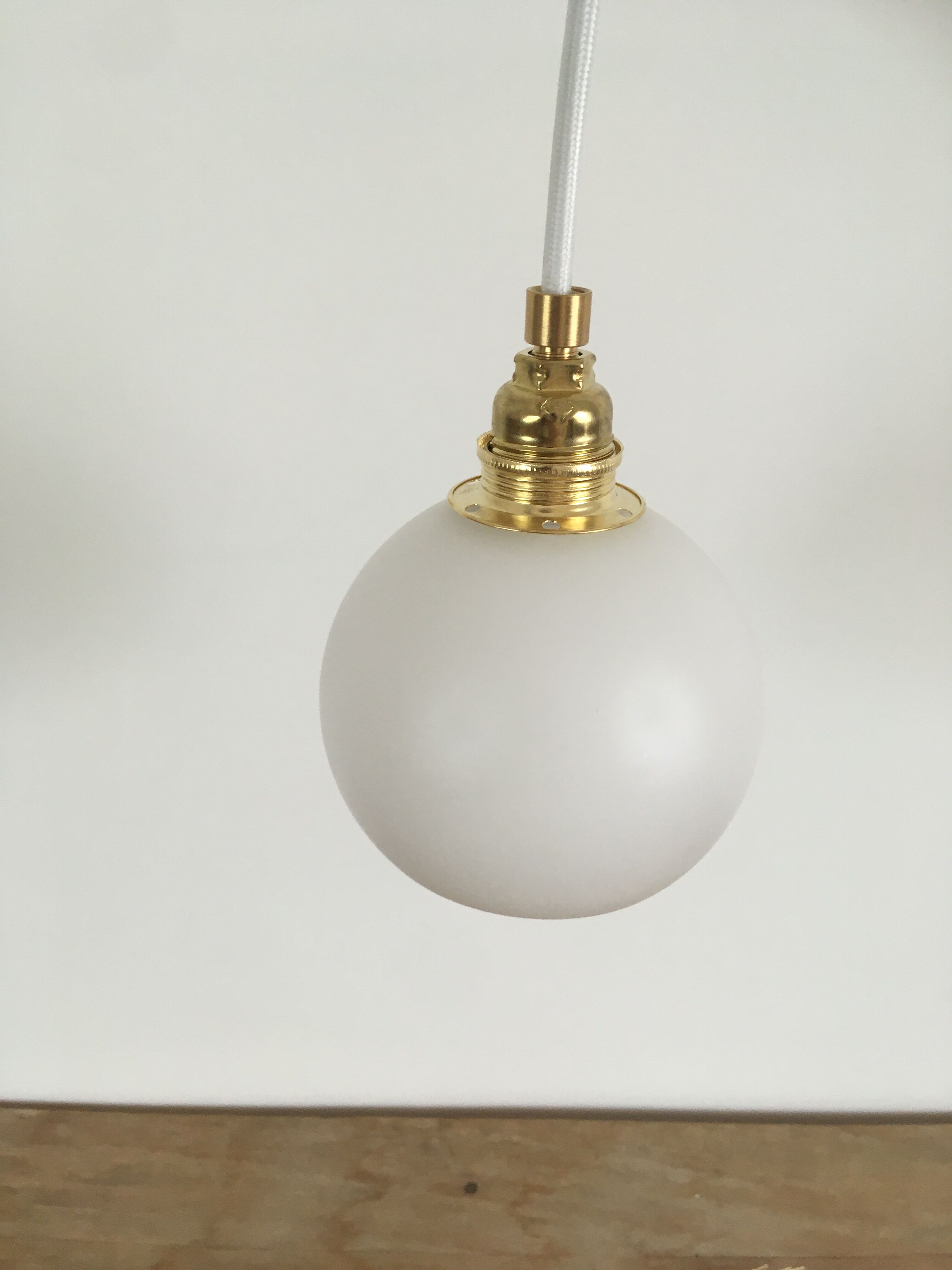 Vintage opaline white thread walking lamp