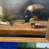Large Oil on Canvas Still Life with Duck French School 19th Century