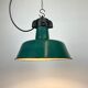 Industrial Green Enamel Factory Lamp with Cast Iron Top, 1960s