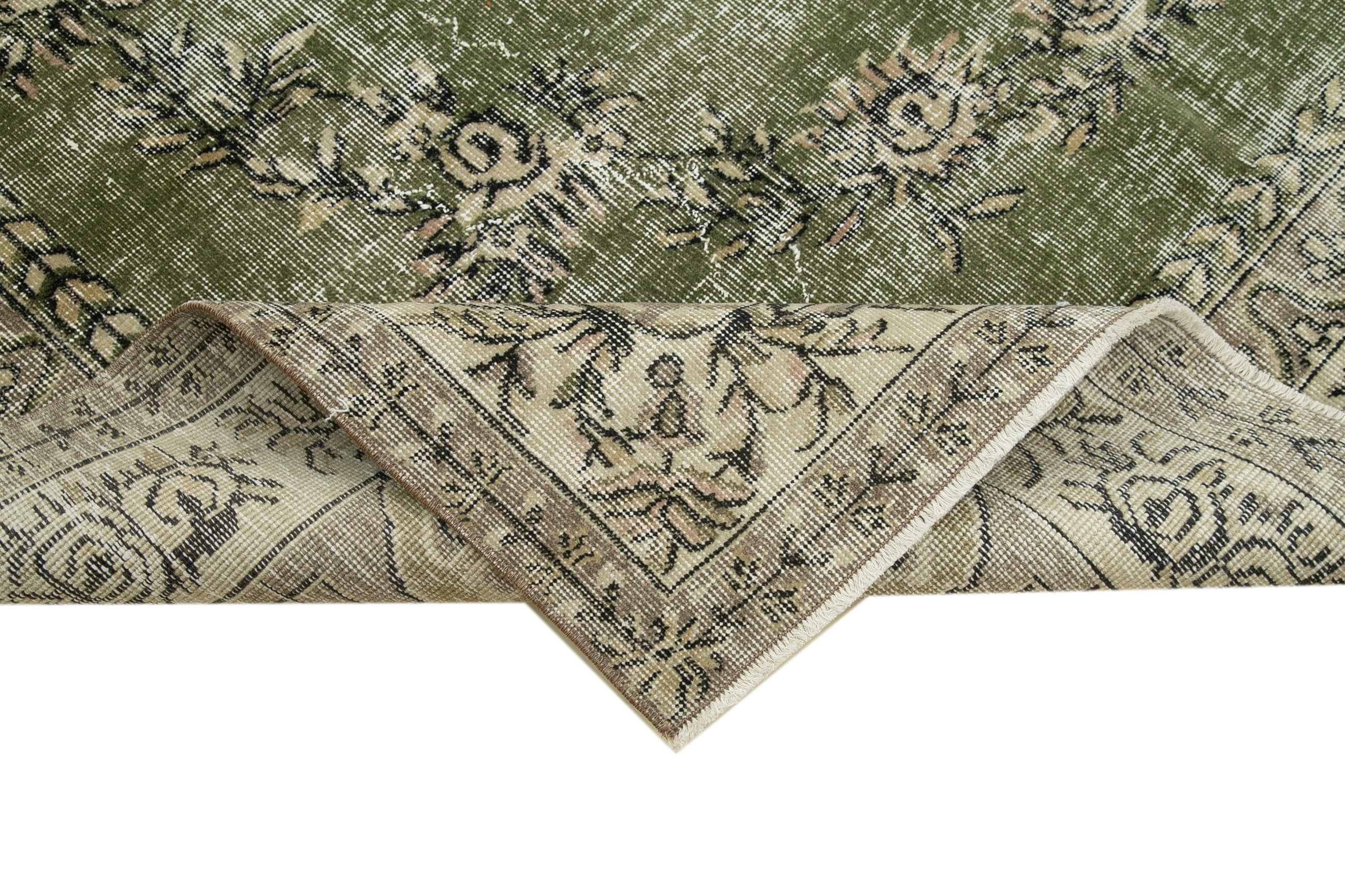 Anatolian handwoven rustic 1970s beige carpet 213 cm x 300 cm