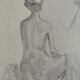 Painting signed monochrome sepia watercolor “female model in the workshop”