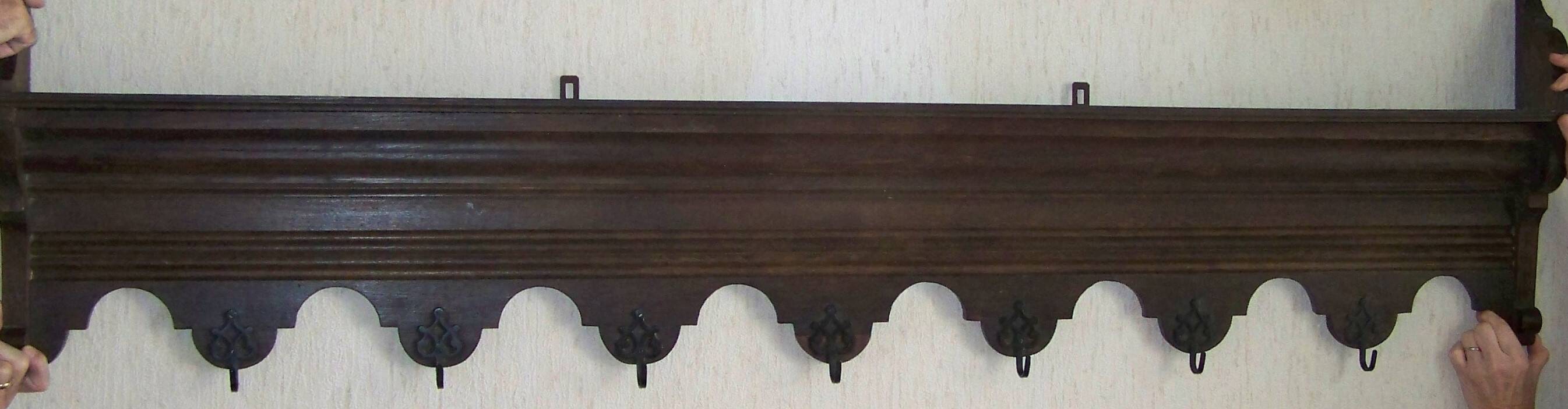 Oak shelf for hanging pots and pans