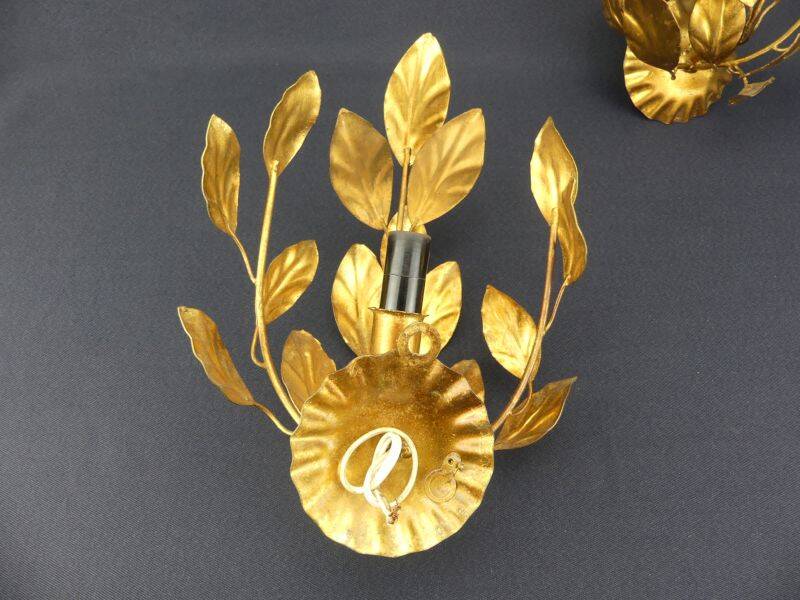 Pair of mourning sconces in gilded sheet metal