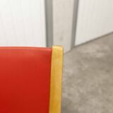 Bow wood armchair by Hugues Steiner 1960 red