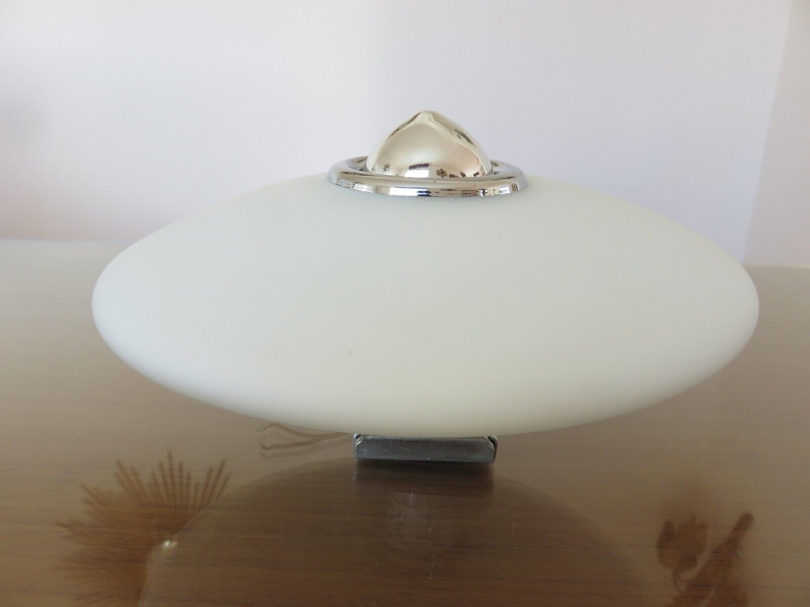 Pair of wall lamps saucer space age in white opaline 1970