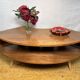 Mid-Century Modern Jual Havana Walnut Corner TV Stand Elegant Walnut Finish