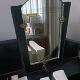 Art Deco leather and bronze mirror