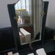 Art Deco leather and bronze mirror