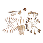 Large vintage cutlery set 65 pieces – 15 people – brass – 1960s