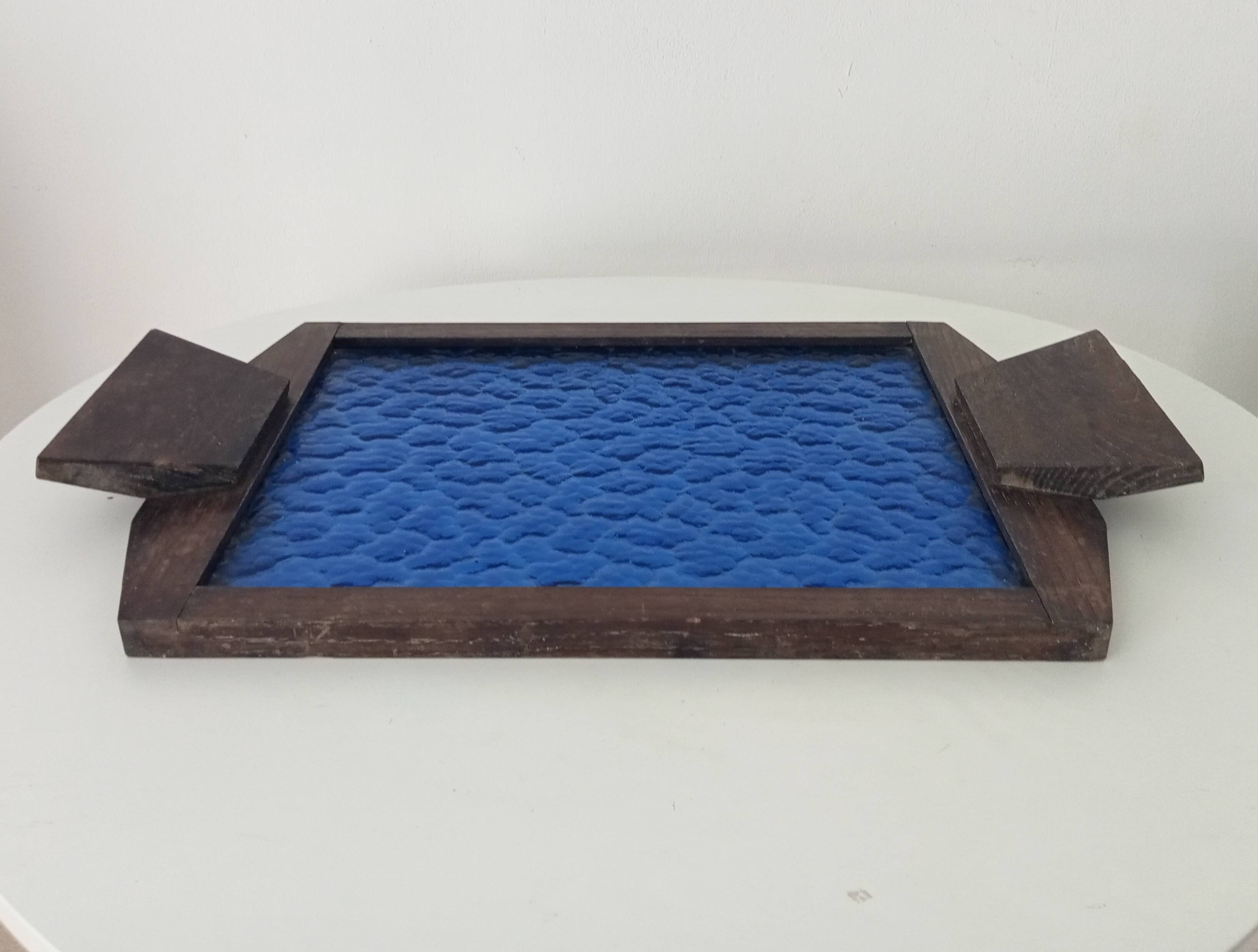 Art deco cathedral glass serving tray 1940s/1950s