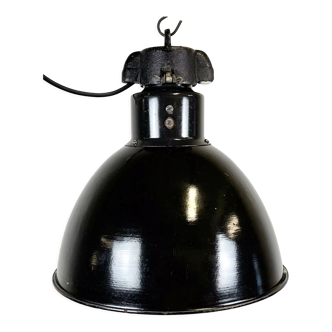 Industrial bauhaus black enamel pendant lamp, 1930s