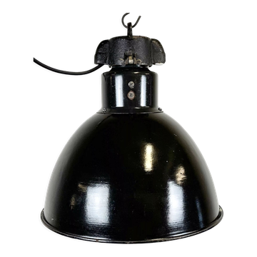 Industrial bauhaus black enamel pendant lamp, 1930s