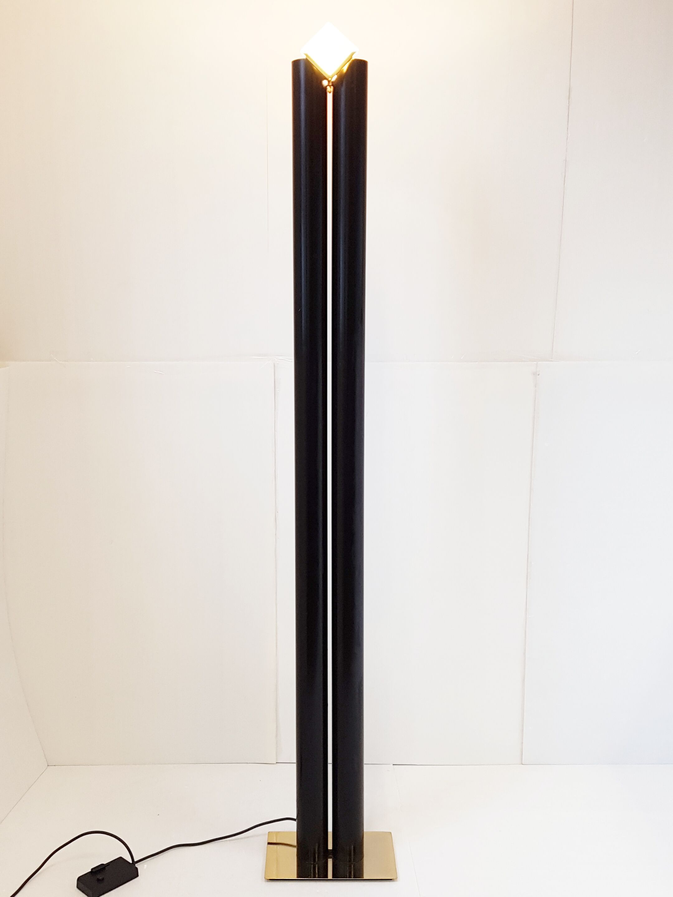 Lampadaire italien en Murano et acier 1970
