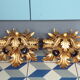 Pair of gold iron leaf ceiling lights