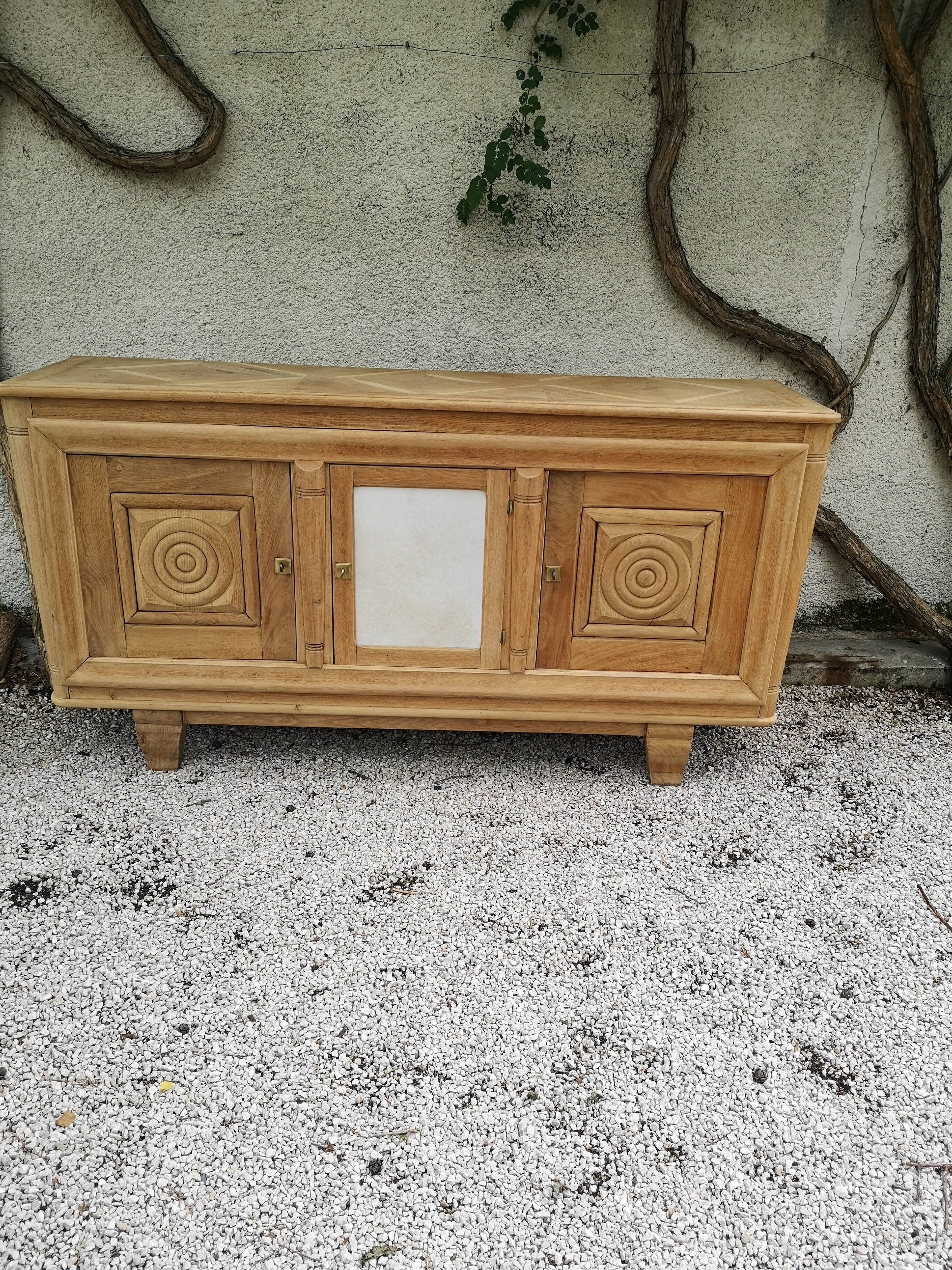 Sideboars-d 2 whitewashed oak doors and 1 beige ceramic door