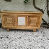 Sideboars-d 2 whitewashed oak doors and 1 beige ceramic door