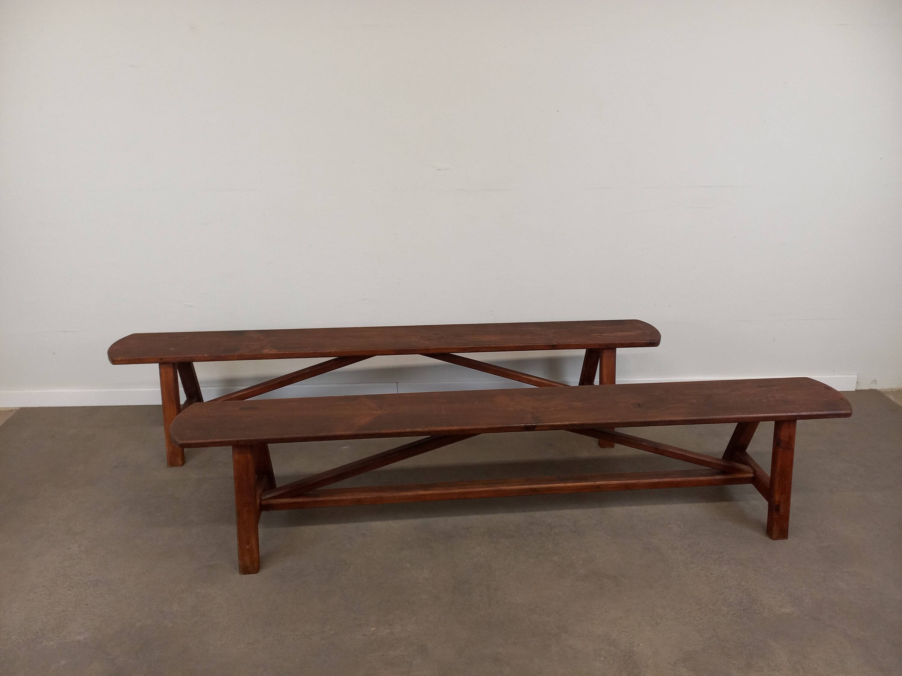 Pair of rustic benches 220 cm