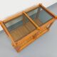 Vintage rectangular coffee table in pine and smoked glass from the 70s and 80s.
