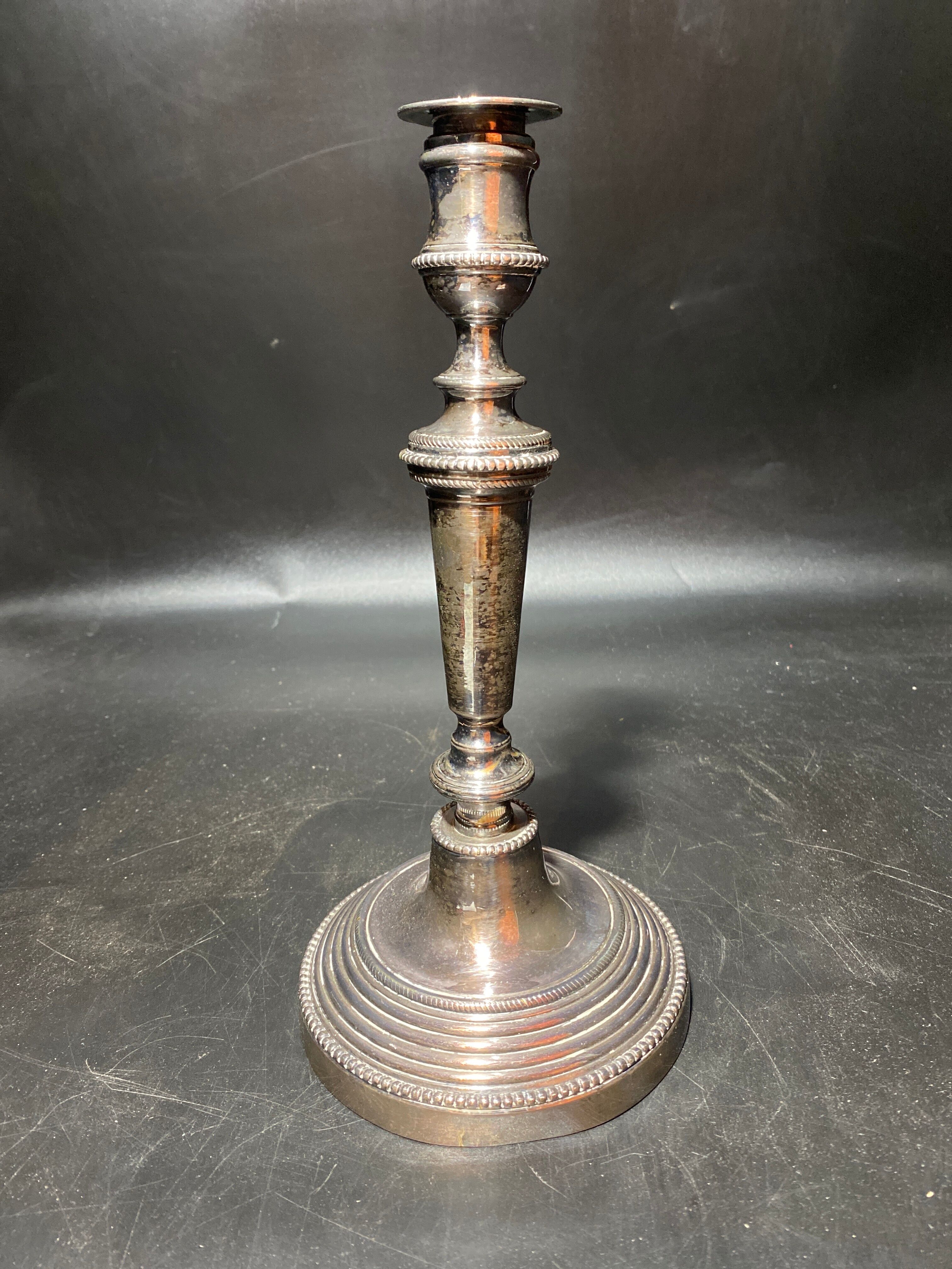 Silver metal candle holder