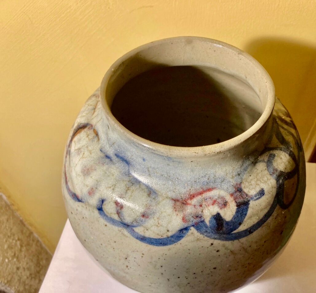 Vase pensu , enamelled ceramic, marking to be identified n°3 bis vintage